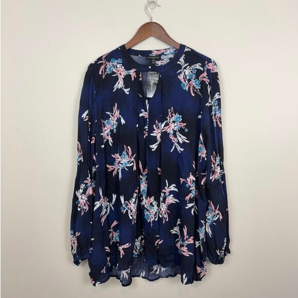 Lane Bryant Blue Floral Trapeze Dress Size 18/20 NWT - Picture 1 of 13